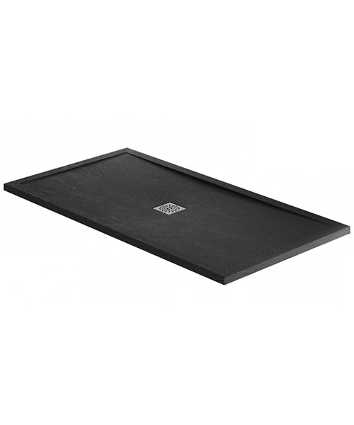 April Waifer 1700 x 900mm Rectangular Slate Effect Black Tray