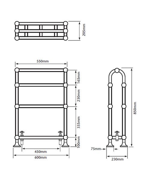 Heritage Oakham Clothes Horse Heated Towel Rail 685 x 780mm