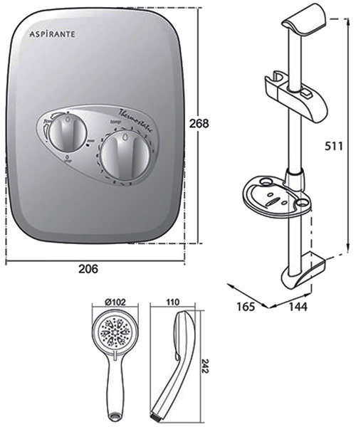Triton Aspirante Thermostatic Power Shower chrome