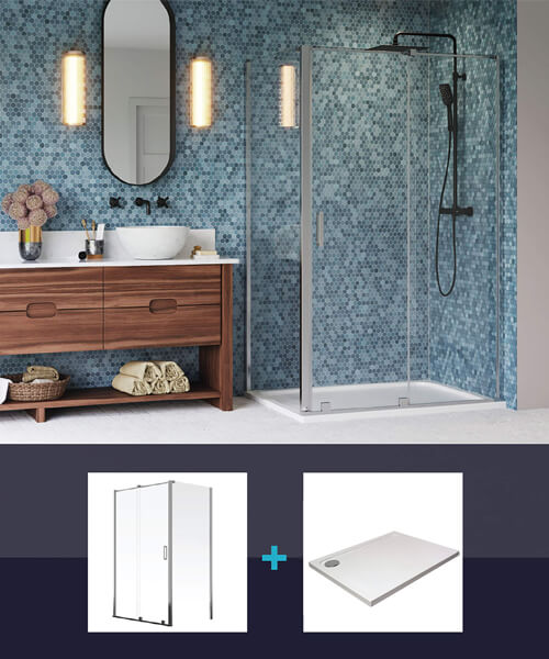 Aqualux Aquarius 6 Frameless 1900mm Height Sliding Door With Side Panel And Tray