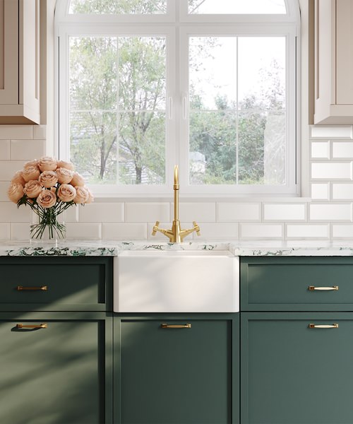 Alternate image of Nuie Belfast One Bowl Fireclay Kitchen Sinks With Weir Overflow