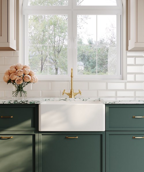 Alternate image of Nuie Belfast One Bowl Fireclay Kitchen Sinks With Weir Overflow