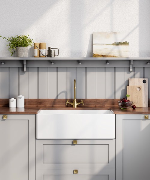 Alternate image of Nuie Belfast One Bowl Fireclay Kitchen Sinks With Weir Overflow