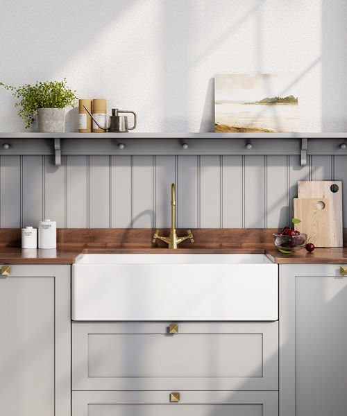 Alternate image of Nuie Belfast One Bowl Fireclay Kitchen Sinks With Weir Overflow