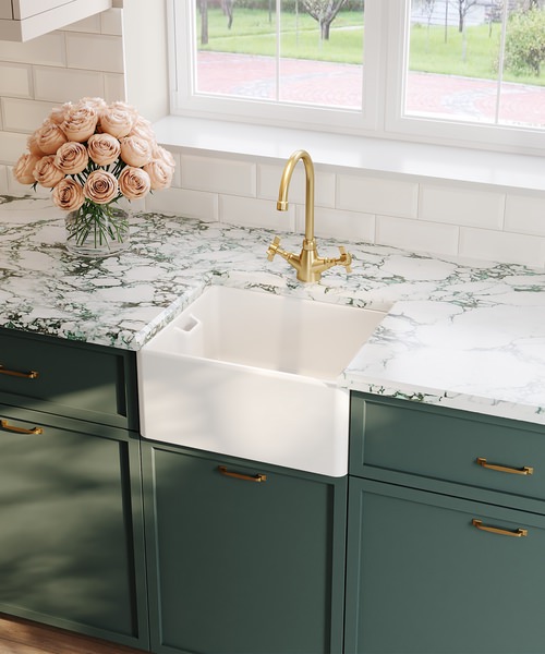 Alternate image of Nuie Belfast One Bowl Fireclay Kitchen Sinks With Weir Overflow