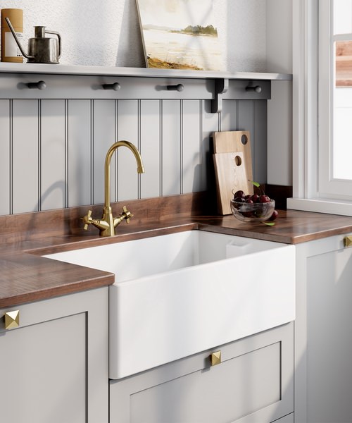 Alternate image of Nuie Belfast One Bowl Fireclay Kitchen Sinks With Weir Overflow