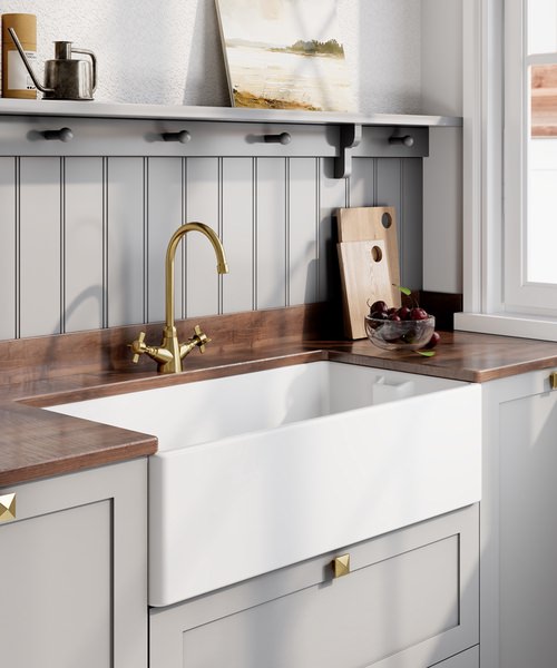 Alternate image of Nuie Belfast One Bowl Fireclay Kitchen Sinks With Weir Overflow