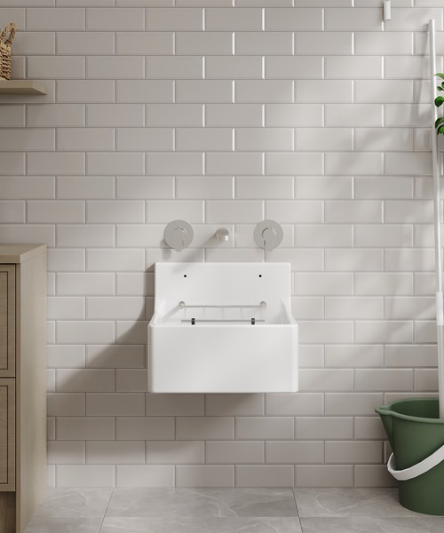 Alternate image of Nuie Fireclay Traditional White One Bowl Cleaner Sink With Grid