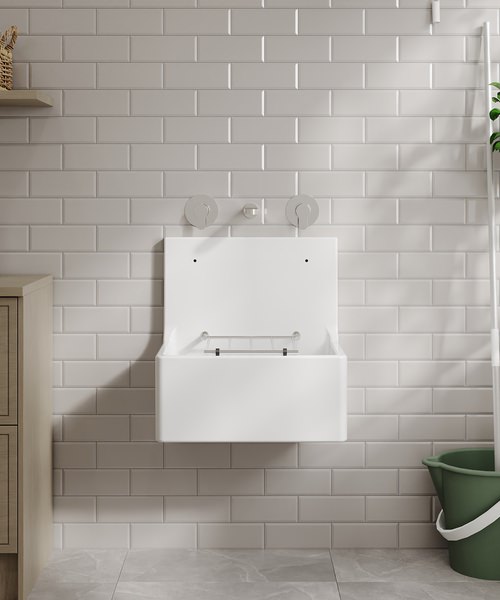 Alternate image of Nuie Fireclay Traditional White One Bowl Cleaner Sink With Grid