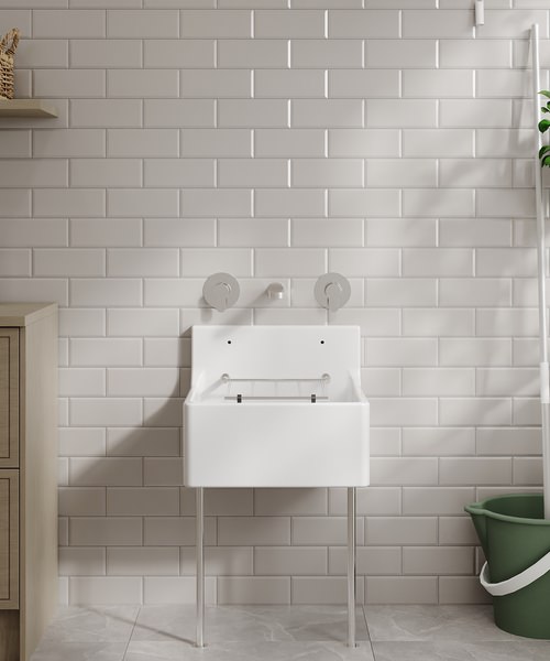 Alternate image of Nuie Fireclay Traditional White One Bowl Cleaner Sink With Grid