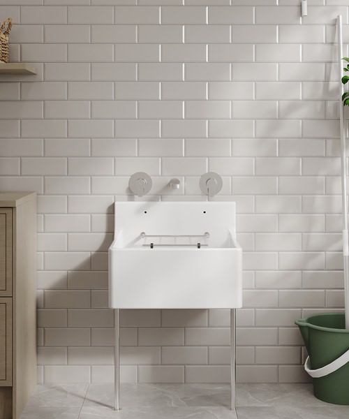 Alternate image of Nuie Fireclay Traditional White One Bowl Cleaner Sink With Grid