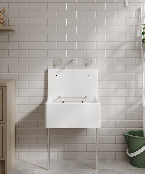 Alternate image of Nuie Fireclay Traditional White One Bowl Cleaner Sink With Grid