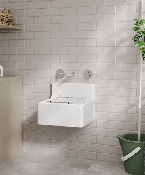 Alternate image of Nuie Fireclay Traditional White One Bowl Cleaner Sink With Grid
