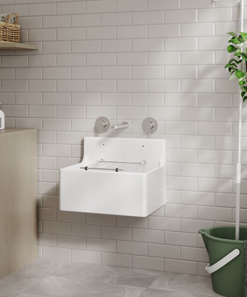 Alternate image of Nuie Fireclay Traditional White One Bowl Cleaner Sink With Grid