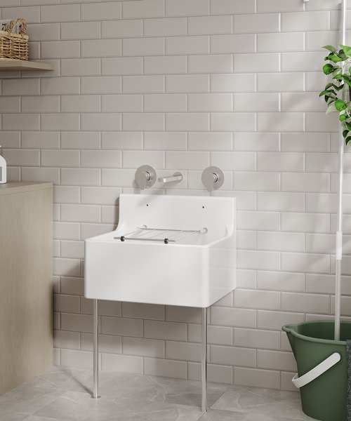 Alternate image of Nuie Fireclay Traditional White One Bowl Cleaner Sink With Grid