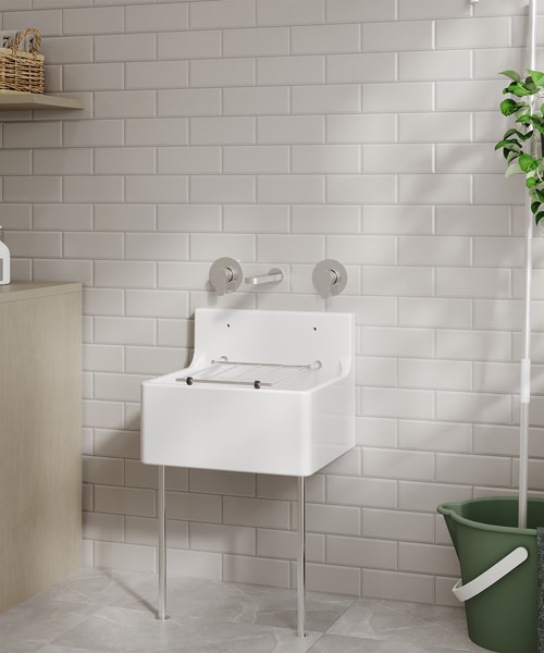 Alternate image of Nuie Fireclay Traditional White One Bowl Cleaner Sink With Grid