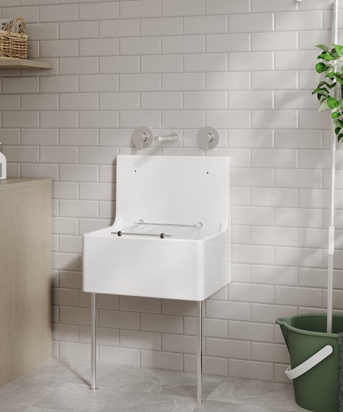 Alternate image of Nuie Fireclay Traditional White One Bowl Cleaner Sink With Grid