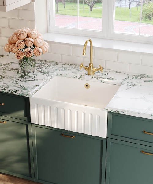 Alternate image of Nuie Butler Fireclay Fluted Single Bowl Kitchen Sink With Overflow