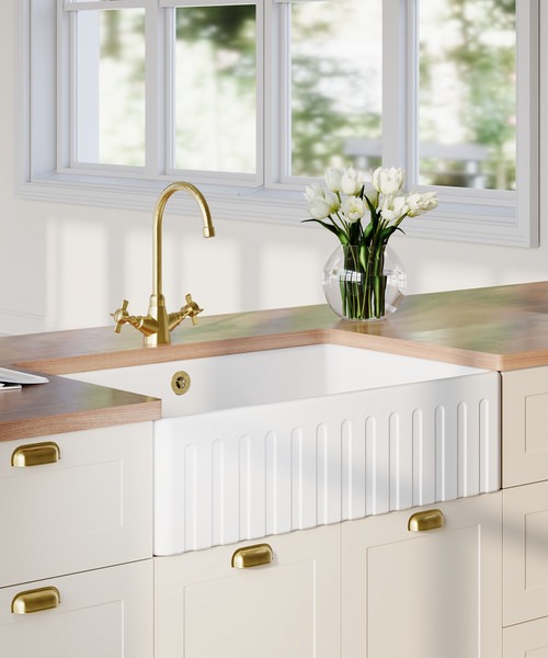 Alternate image of Nuie Butler Fireclay Fluted Single Bowl Kitchen Sink With Overflow