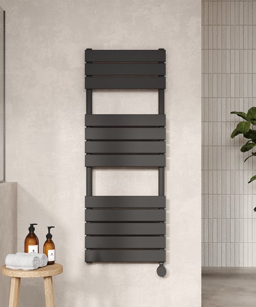 Alternate image of Hudson Reed 500mm Square Flat Electric Heated Towel Radiator