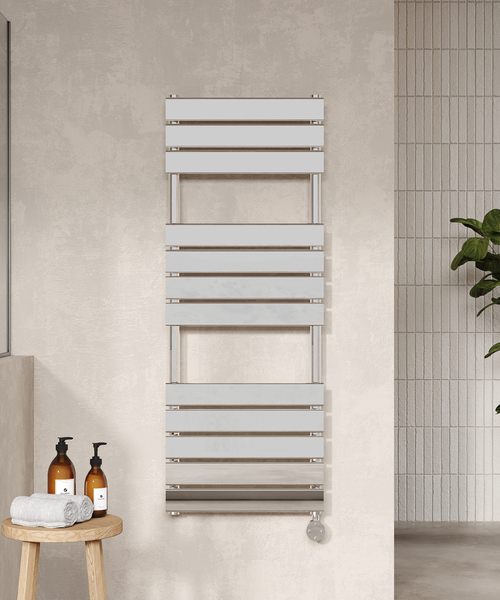 Alternate image of Hudson Reed 500mm Square Flat Electric Heated Towel Radiator