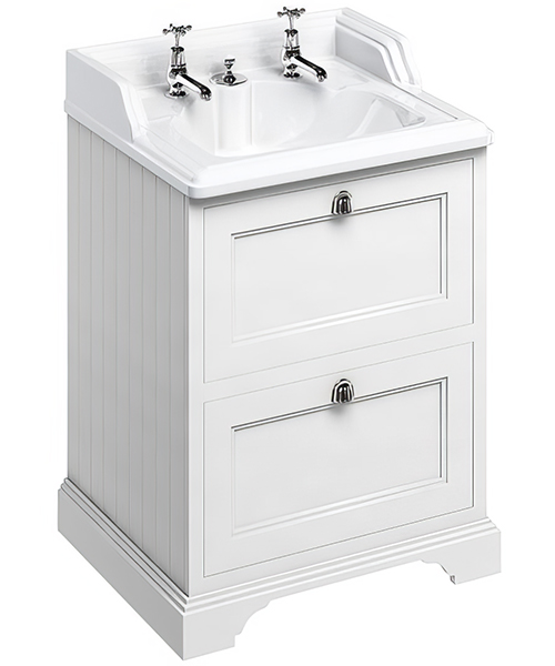 Burlington 2-Drawer Unit And Classic Invisible Overflow Basin - W 650 x H 930mm