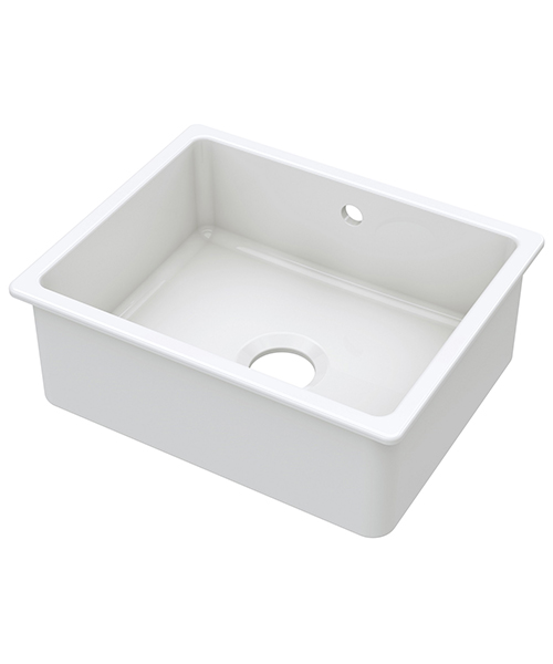 Nuie 548 x 442mm 1 Bowl Fireclay Undermount Kitchen Sink With Overflow