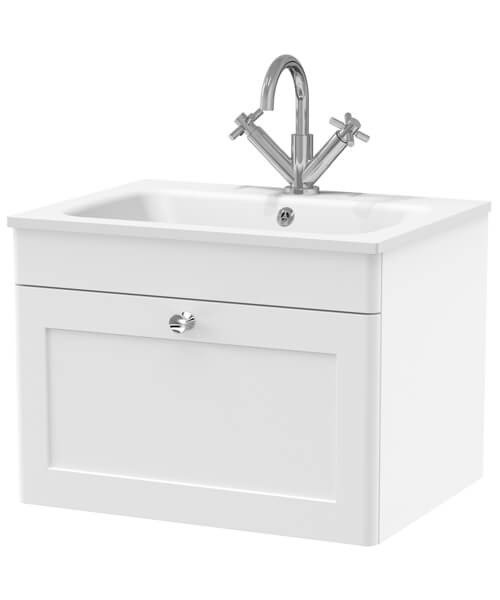 Nuie Classique 447mm High One Drawer Wall Hung Vanity Unit And 1 TH Stone Basin