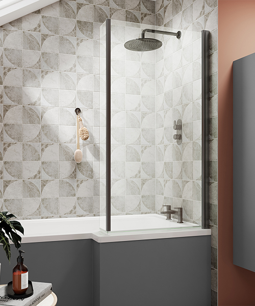 Alternate image of Nuie Pacific L Shaped Square Clear Glass Bath Screen