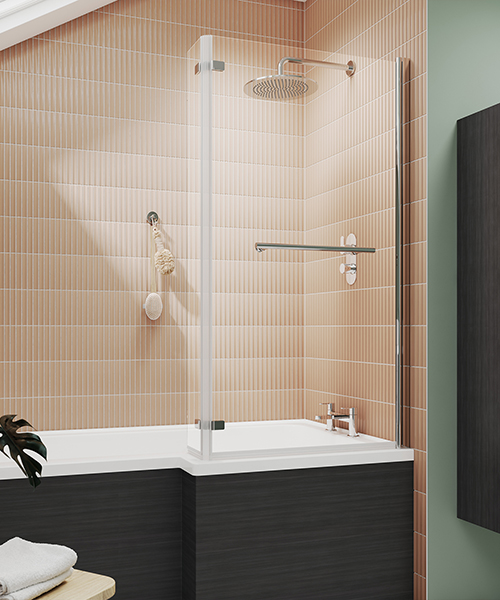 Alternate image of Nuie Pacific L Shaped Square Clear Glass Bath Screen