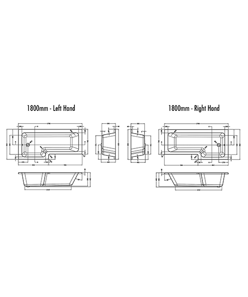 Alternate image of Nuie Premier Square Space Saving L-Shape Shower Bath