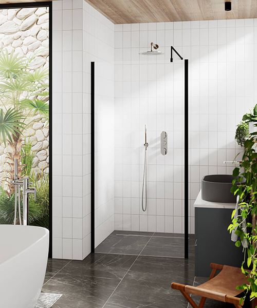 Alternate image of Hudson Reed 1950mm High Outer Framed Wetroom Screen With Support Bar