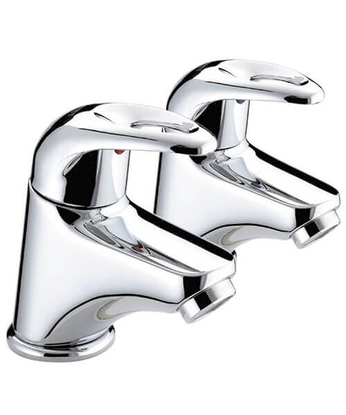 Bristan Java Chrome Eco-6 Deck Mounted Pair Of Basin Pillar Taps