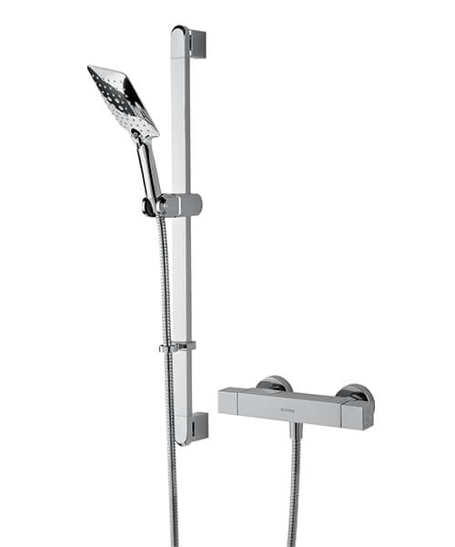 Bristan Qubo Chrome Exposed Thermostatic Bar Shower with Handset and Kit