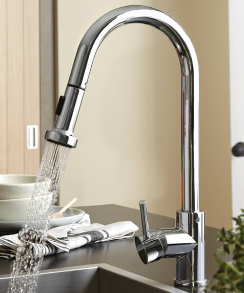 Bristan Apricot Deck Mounted Kitchen Sink Mixer Tap With Pull Out Spray