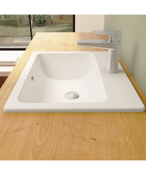 Additional image of VitrA S20 White 550 x 450mm Inset Basin with Overflow - 1 Taphole