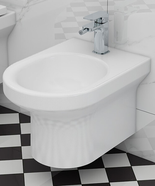 IMEX Alma White Finish 500mm Projection Wall Mounted Bidet