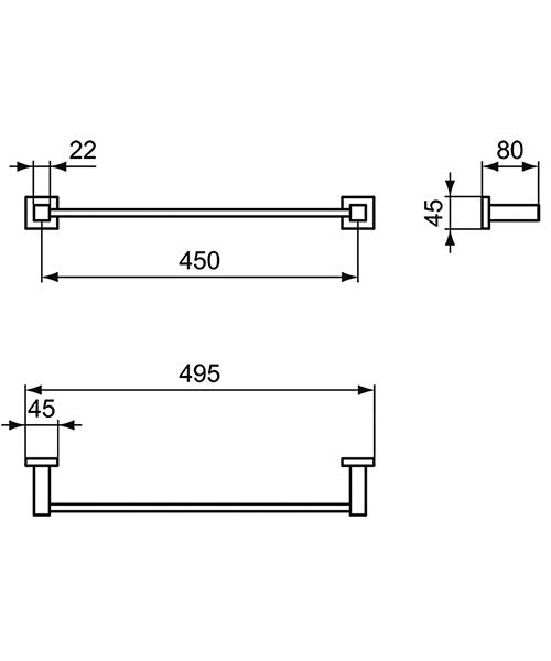 Additional image of Ideal Standard IOM Wall Mounted Single Towel Rail
