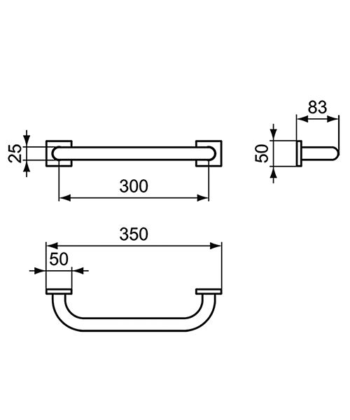 Additional image of Ideal Standard IOM 300mm Grab Rail Chrome