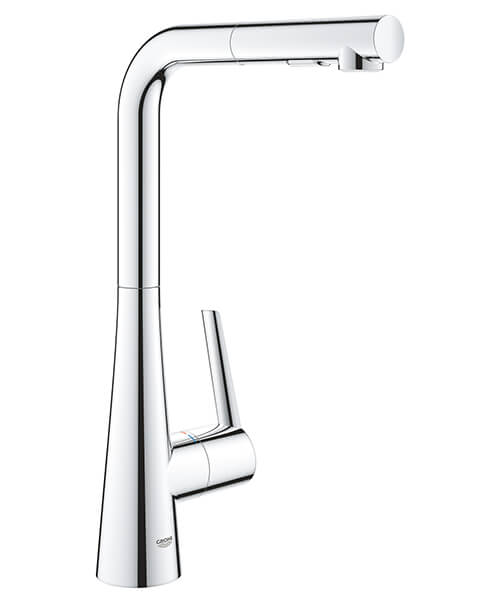 Grohe Zedra Contemporary L-Shaped Pull-Out Kitchen Mixer Tap with Swivel Spout