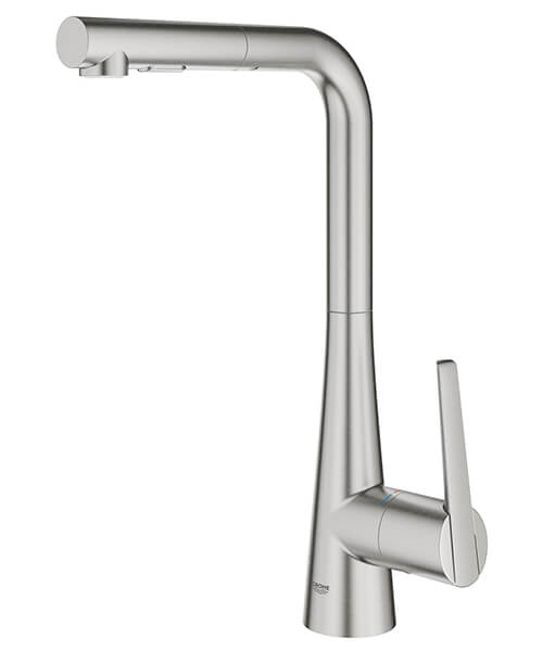 Alternate image of Grohe Zedra Contemporary L-Shaped Pull-Out Kitchen Mixer Tap with Swivel Spout