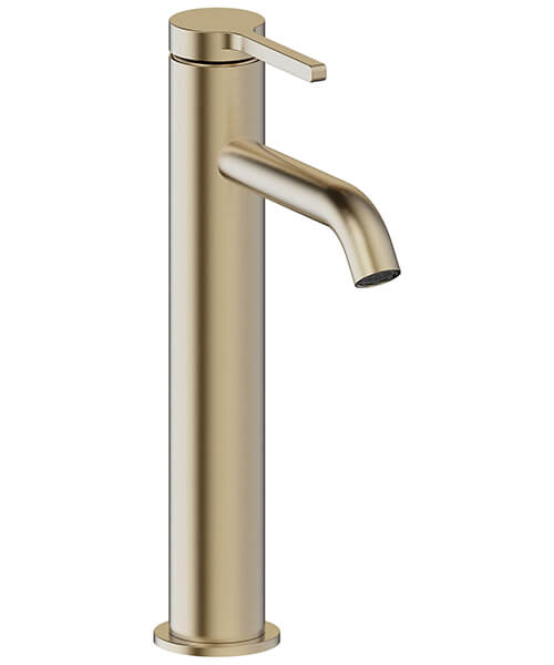 Additional image of Britton Hoxton Contemporary Deck Mounted Tall Basin Mixer Tap with Curved Spout