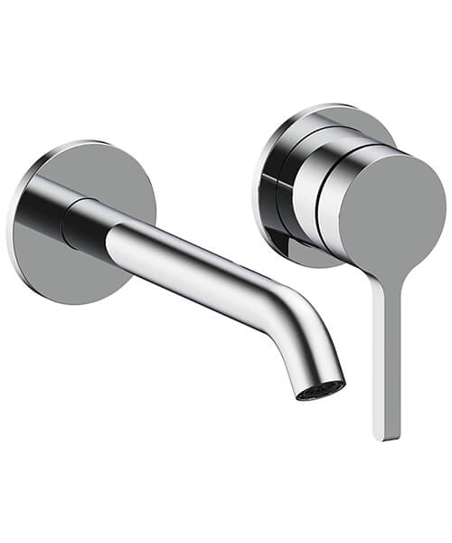 Britton Hoxton 2 Hole Wall Mounted Basin Mixer Tap with Curved Spout