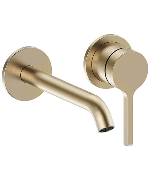 Additional image of Britton Hoxton 2 Hole Wall Mounted Basin Mixer Tap with Curved Spout