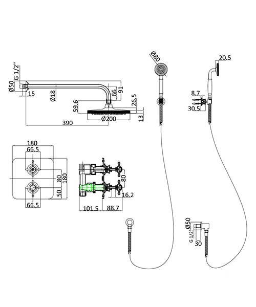 Technical drawing 71745 / GUSHOWERPACKSQ3C