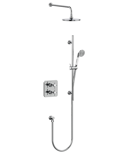 Burlington Guild Traditional Thermostatic Mixer Valve With Fixed Head And Rail Set