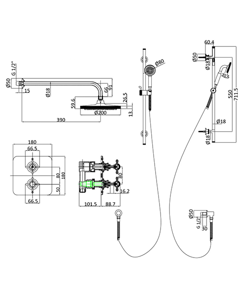Technical drawing 71746 / GUSHOWERPACKSQ4C