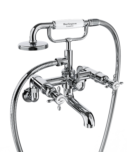 Burlington Guild Wall Mounted Traditional Bath Shower Mixer Tap With Kit