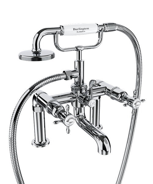 Burlington Guild Traditional Deck Mounted Bath Shower Mixer Tap With Kit