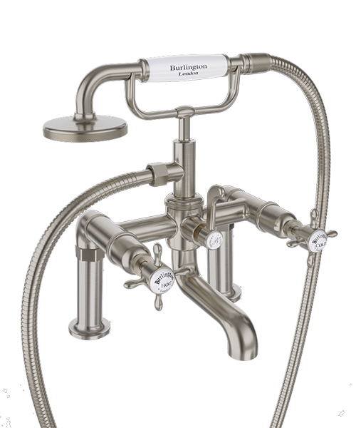 Additional image of Burlington Guild Traditional Deck Mounted Bath Shower Mixer Tap With Kit
